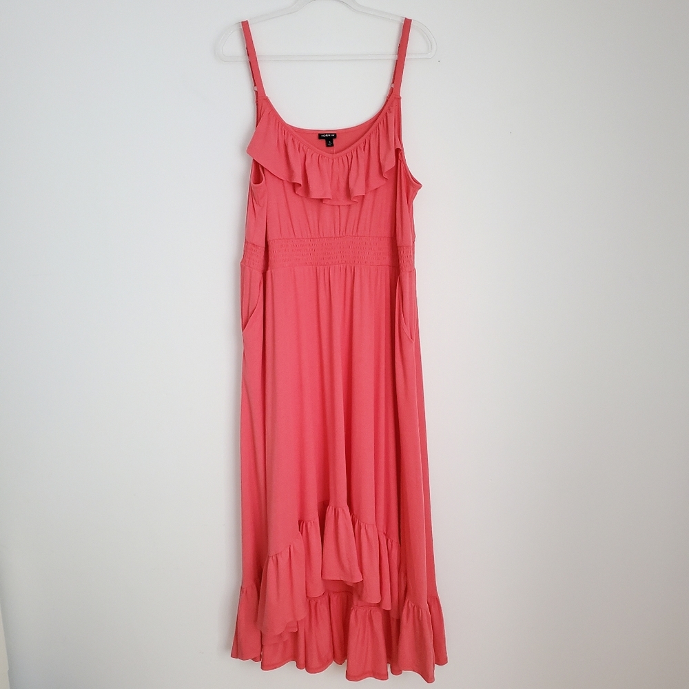 Torrid Coral Hi-Low Maxi Dress Size 3